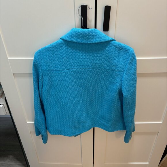 Like New Zara Turquoise Texture Gold Button Blazer - Size Small - Picture 2 of 2